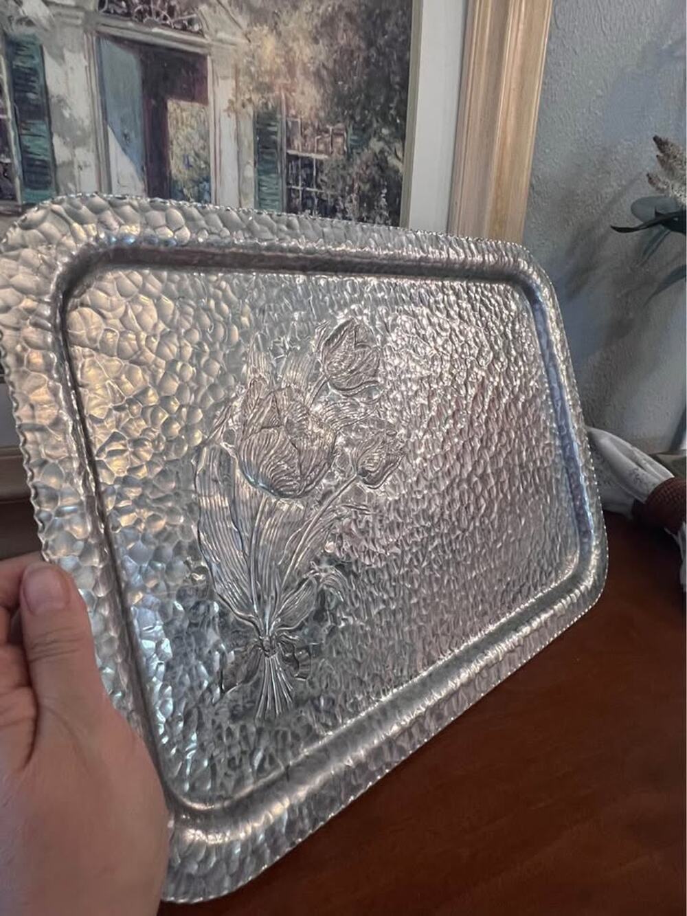 Vintage Rodney Kent Hand-Wrought Aluminum Serving Tray